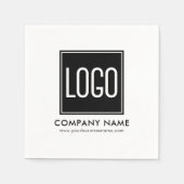 ロゴと会社の詳細のアップロード スタンダードカクテルナプキン (正面)