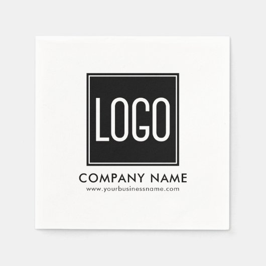 ロゴと会社の詳細のアップロード スタンダードカクテルナプキン (正面)