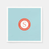 ロゴと会社ソフトシアン明るい赤 スタンダードカクテルナプキン (正面)