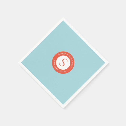 ロゴと会社ソフトシアン明るい赤 スタンダードカクテルナプキン (角)