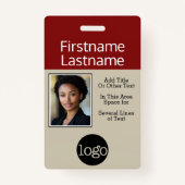 ロゴと会社情報の名前が付いた写真 バッジ (正面)