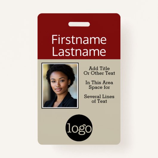 ロゴと会社情報の名前が付いた写真 バッジ (正面)