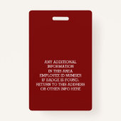 ロゴと会社情報の名前が付いた写真 バッジ (裏面)