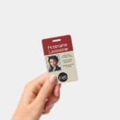 ロゴと会社情報名の写真 バッジ (手持ち)