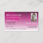 ロゴと写真が入ったピンク色の紫色のグラデーションのパームリーフ 名刺 (裏面)