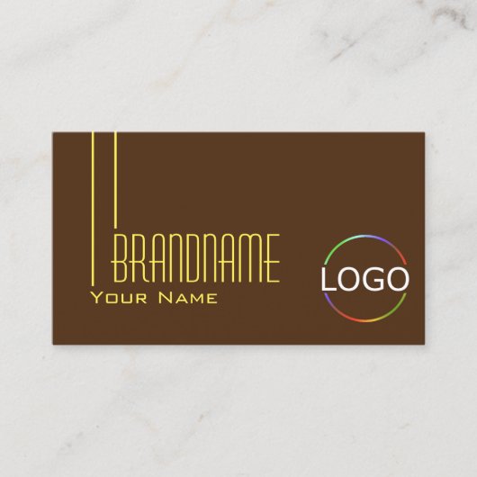 ロゴと写真が入ったプレーンチョコレートブラウンスタイリッシュ 名刺 (正面)