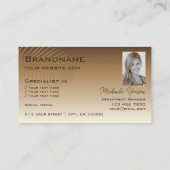 ロゴと写真が入ったベージュタングラディエートパームリーフ 名刺 (裏面)