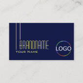 ロゴと写真が入った無地の濃い藍色スタイリッシュ 名刺 (正面)