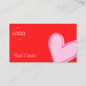 ロゴと写真が入った赤いゴージャスなピンクのハート 名刺 (正面)
