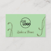 ロゴと写真が入華美った淡い緑の茶色シック 名刺 (正面)