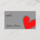 ロゴと写真が可愛いグレーの赤ゴージャスなハート 名刺 (正面)