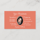 ロゴと写真が可愛いサンゴのゴージャスなピンクのハート 名刺 (裏面)