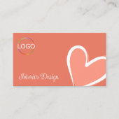 ロゴと写真が可愛いサンゴのゴージャスなピンクのハート 名刺 (正面)