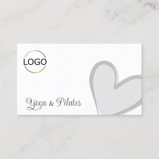 ロゴと写真が可愛いホワイトゴージャスグレーハート 名刺 (正面)