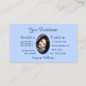 ロゴと写真が可愛いライトブルーのゴージャスハート 名刺 (裏面)