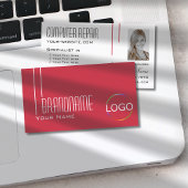 ロゴと写真の付いたペルシャ赤白プロフェッショナル 名刺