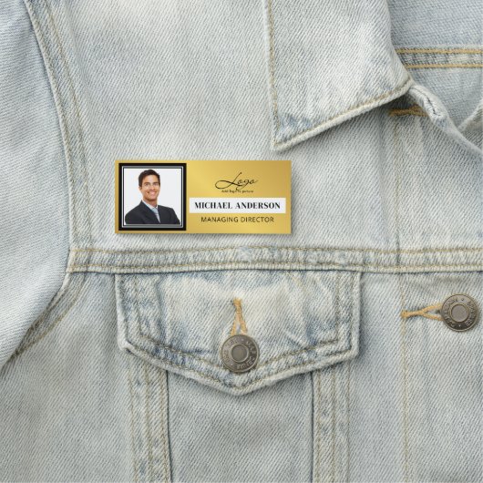 ロゴと写真の追加企業のプロフェッショナル社員 名札 (インサイチュ)