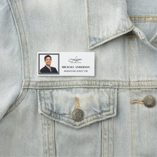 ロゴと写真の追加企業のプロフェッショナル社員 名札 (インサイチュ)