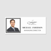 ロゴと写真の追加企業のプロフェッショナル社員 名札 (正面)