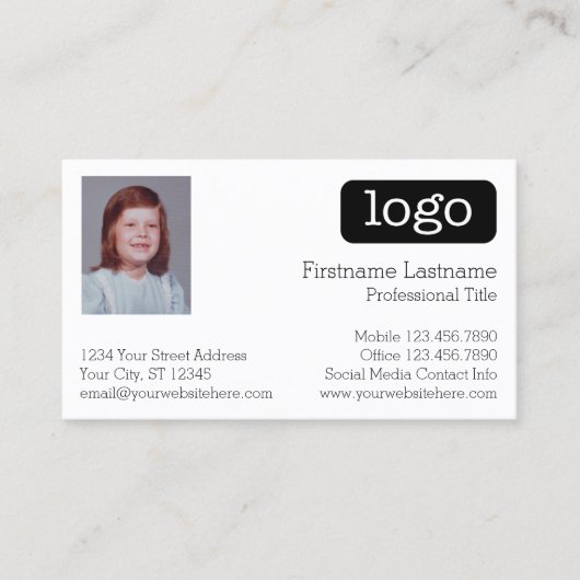 ロゴと写真を使用したビジネスデザインの基本 名刺 (正面)