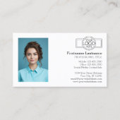 ロゴと写真を含む基本的なエグゼクティブデザイン 名刺 (正面)