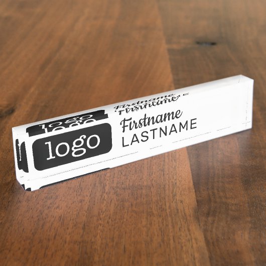 ロゴと従業員を持つ基本的なビジネスデザイン デスクネームプレート (側面)