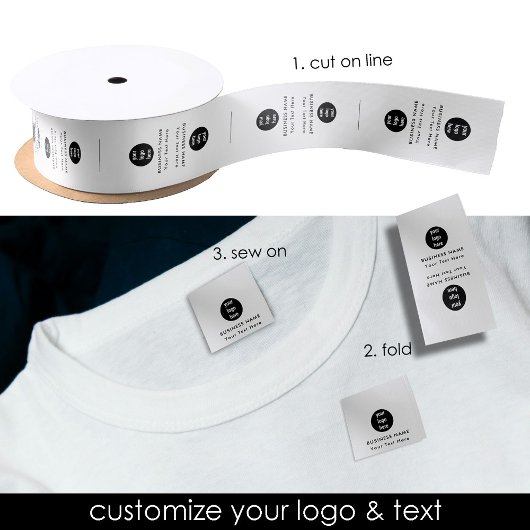 ロゴと文字の衣類ラベル裁縫ラベルの縫い目 サテンリボン