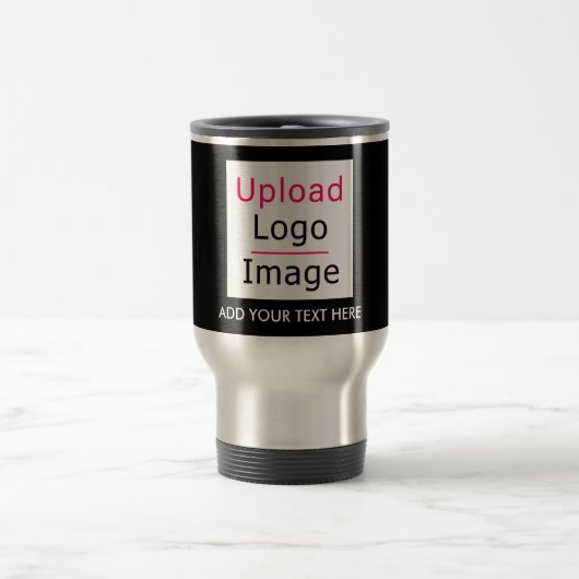 ロゴと文字の追加カスタムBusiness Chic Black トラベルマグ (中央)