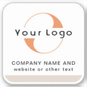 ロゴと文字を使用したビニールスクエアウォーターボトルビジネス シール (正面)