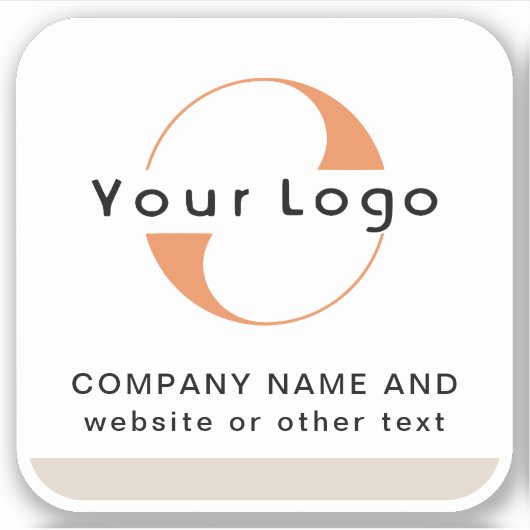 ロゴと文字を使用したビニールスクエアウォーターボトルビジネス シール (正面)