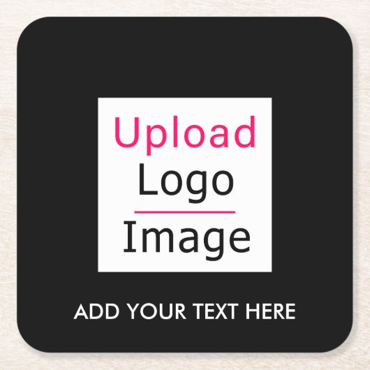 ロゴと文字カスタムビジネスシモダンックの追加 スクエアペーパーコースター (正面)