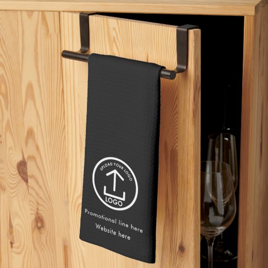 ロゴと文字プロモーションビジネスブランディングブラック キッチンタオル (三つ折り)