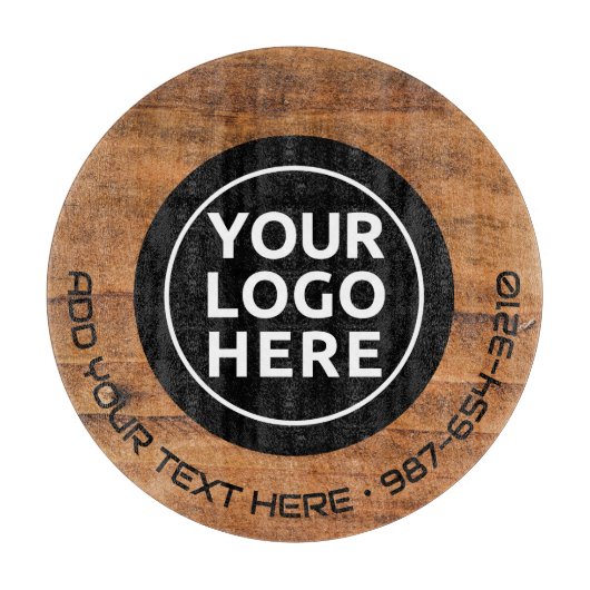 ロゴと文字 | カスタム業務用ガラス板 カッティングボード (正面)