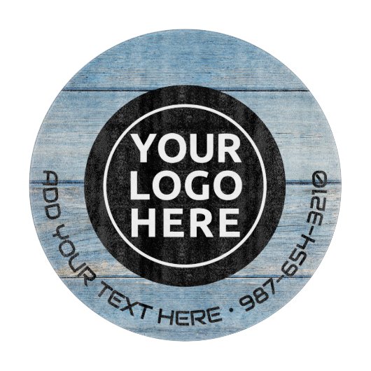 ロゴと文字 | カスタム業務用ガラス板 カッティングボード (正面)