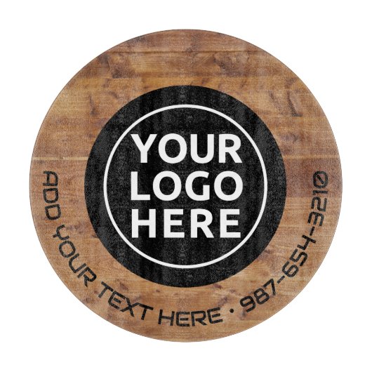 ロゴと文字 | カスタム業務用ガラス板 カッティングボード (正面)