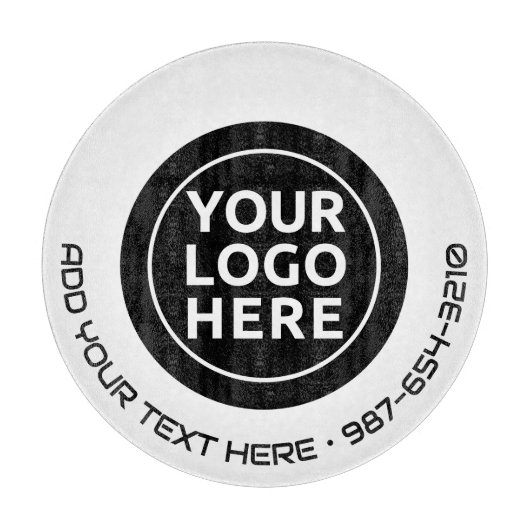 ロゴと文字 | カスタム業務用ガラス板 カッティングボード (正面)