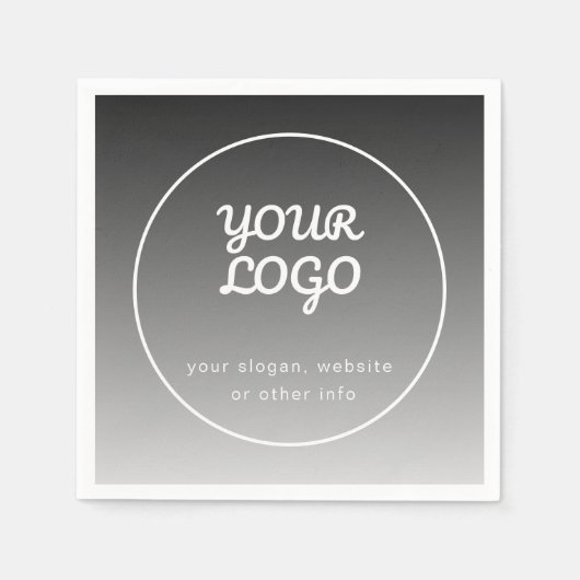 ロゴと文字 |濃い灰色のグラデーション スタンダードカクテルナプキン (正面)