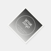 ロゴと文字 |濃い灰色のグラデーション スタンダードカクテルナプキン (角)