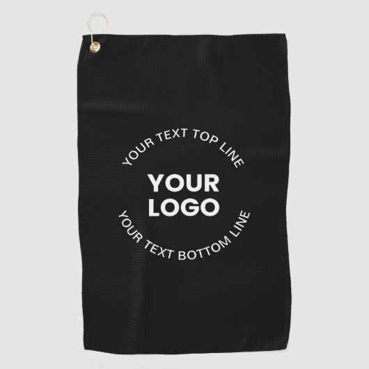 ロゴと文字 |黒 ゴルフタオル (正面)