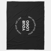 ロゴと文字 |黒 フリースブランケット (正面)