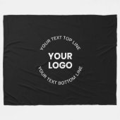 ロゴと文字 |黒 フリースブランケット (正面(横))