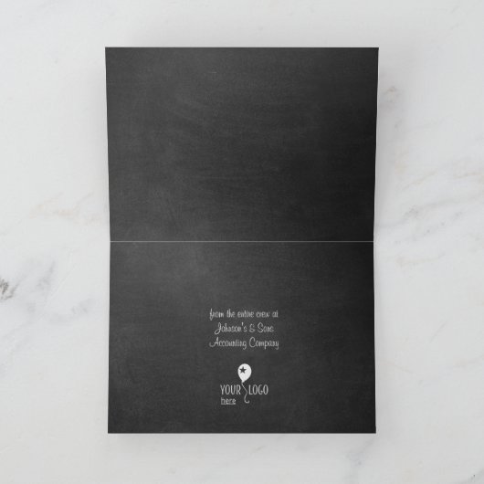 ロゴと星が付いた会社クリスマスホリデーカード シーズンカード (内部)