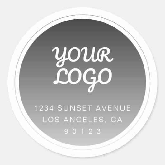 ロゴと濃い灰色のグラデーション差出人住所 ラウンドシール (正面)