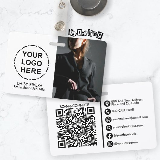 ロゴと画像のミニマルモダンリストQRコード バッジ