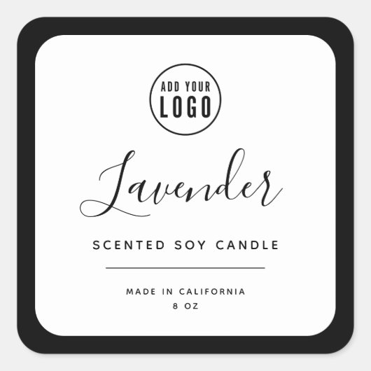 ロゴと編集可能なカラー製品ラベルを追加 スクエアシール (正面)