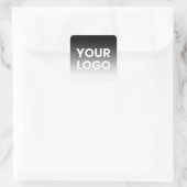 ロゴと編集可能なモダンカラーグラデーション スクエアシール (バッグ)