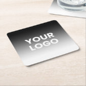 ロゴと編集可能なモダンカラーグラデーション スクエアペーパーコースター (アングル)