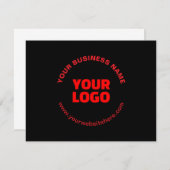 ロゴと編集可能な円形文字、赤またはDIY ノートカード (正面/裏面)