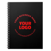 ロゴと編集可能な円形文字、赤またはDIY ノートブック (正面)