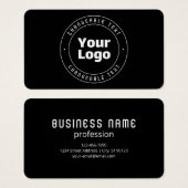 ロゴと編集可能な文字テンプレート | ブラック&ホワイト (正面&裏面)